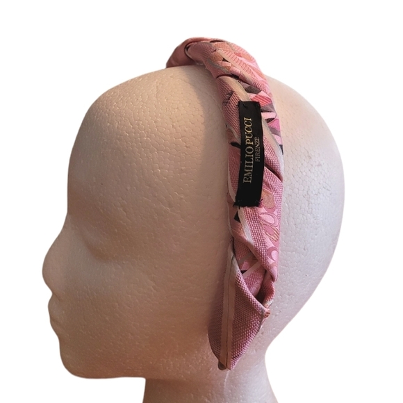 Vintage - Emilio Pucci Pink Silk Men's‎ Tie Upcycled Headband - Picture 2 of 4